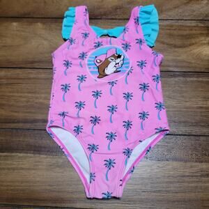 Buc-ee's Toddler 1pc Swimsuit Pink W/ Palm Trees - Size 2T